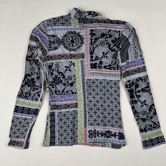 Catherine Andre Shawl Neck Blouse Top Women’s Small Mixed Print Art Long Sleeve - Picture 14 of 16